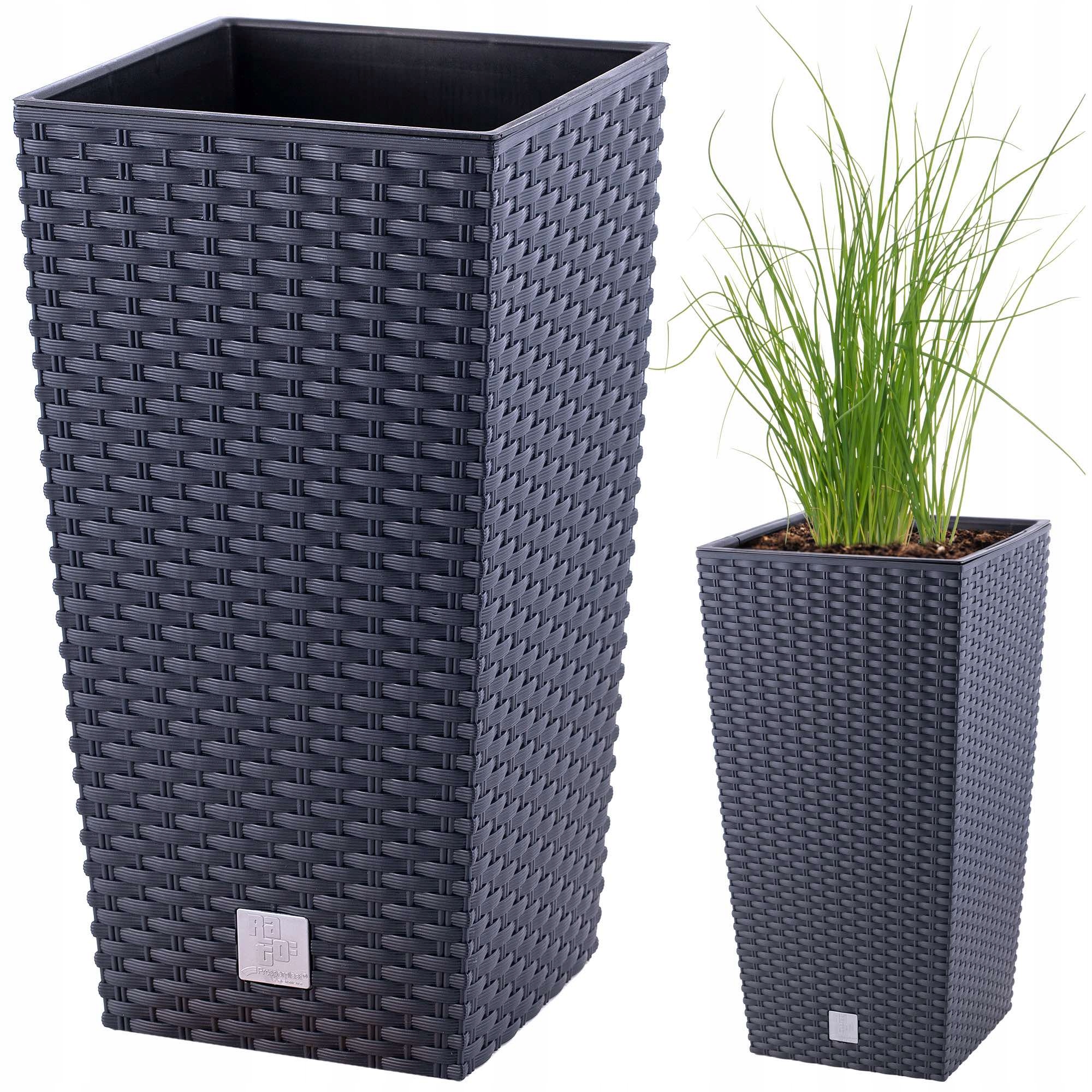 Kvetináč Prosperplast 20 cm x 20 x 37,6 cm priemer 20 cm plast odtiene sivej a striebornej